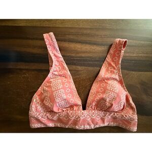Robin Piccone Isla Bikini Top Women Small Terracotta Medallion Print V-Neck
